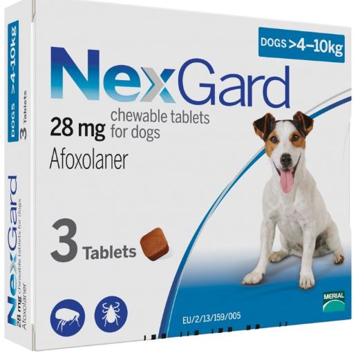 NEXGARD CHEWS FOR DOGS 10.1-24 LBS /4.1-10 KG - BLUE 3 CHEWS - The Poultry coop