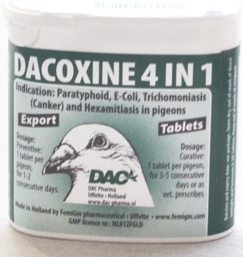 Dac Dacoxine 50 Tablets 4 in 1 For Racing Pigeons Birds and Poultry | The Poultry Coop