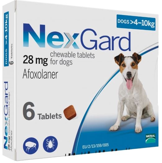 NEXGARD CHEWS FOR DOGS 10.1-24 LBS / 4.1-10 KG - BLUE 6 CHEWS - The Poultry coop